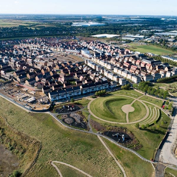 Priors hall park corby ariel view